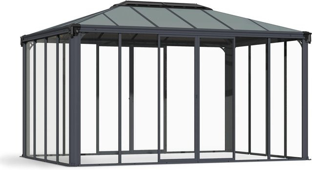 Palram Ledro Geschlossener Pavillon Anthrazit Grau aus Aluminium mit Acryl und Regenrinne - Bild 1