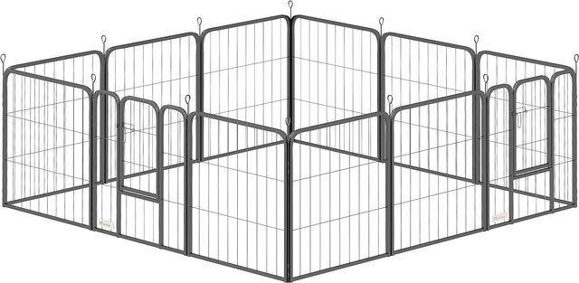 PawHut Hundepark modularer und klappbarer Hundezwinger aus Stahl mit 2 Türen, schwarz, Höhe: 60 cm - Bild 1