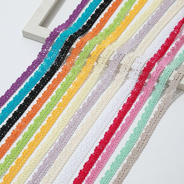 Bunte gehäkelte Baumwoll-Spitzenborte für DIY-Näharbeiten und Bastelarbeiten, Breite: 1,3 cm, 5 Yards/Lot, Multicolour - Bild 1