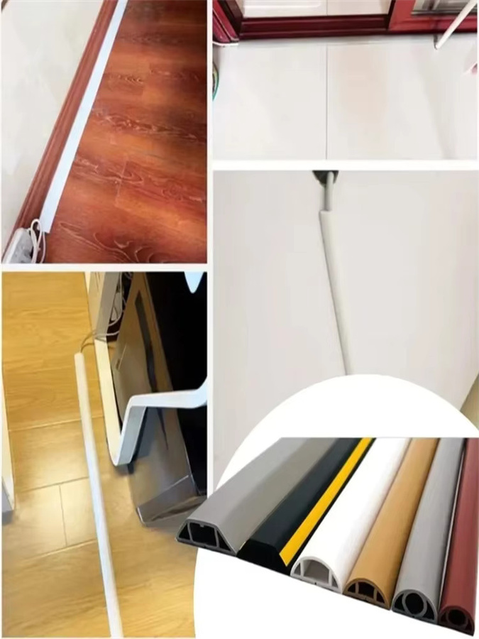 Selbstklebende Bodenkabelabdeckung in Weiß als Kabelschutz und Organizer mit Drahtschlitz - Bild 2