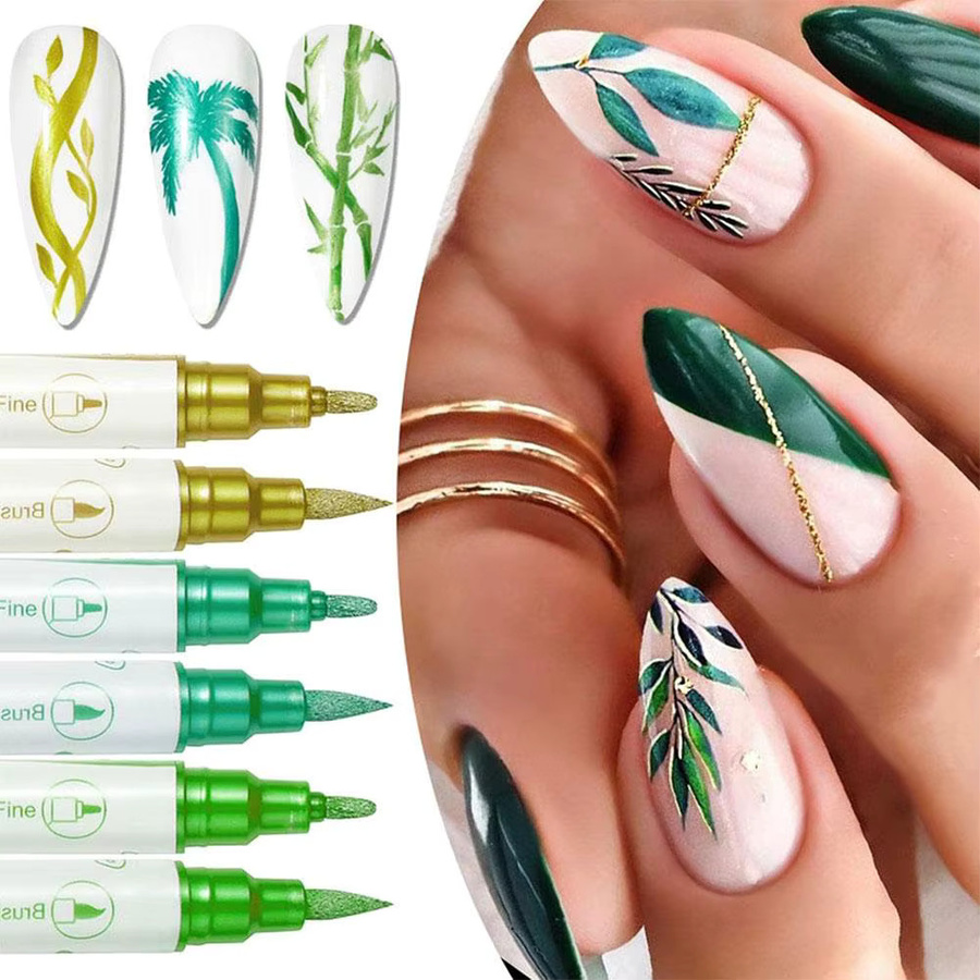10 Acryl Marker Stifte mit Dual Tip in metallischen Farben für Nageldesign, Rockmalerei und Keramik DIY - Bild 2