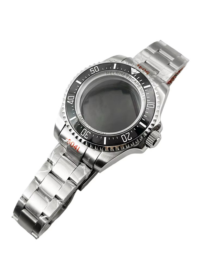 LIYAN Uhrengehäuse, Edelstahlarmband, 44 mm, Keramiklünette, Silber, Unisex - Bild 3