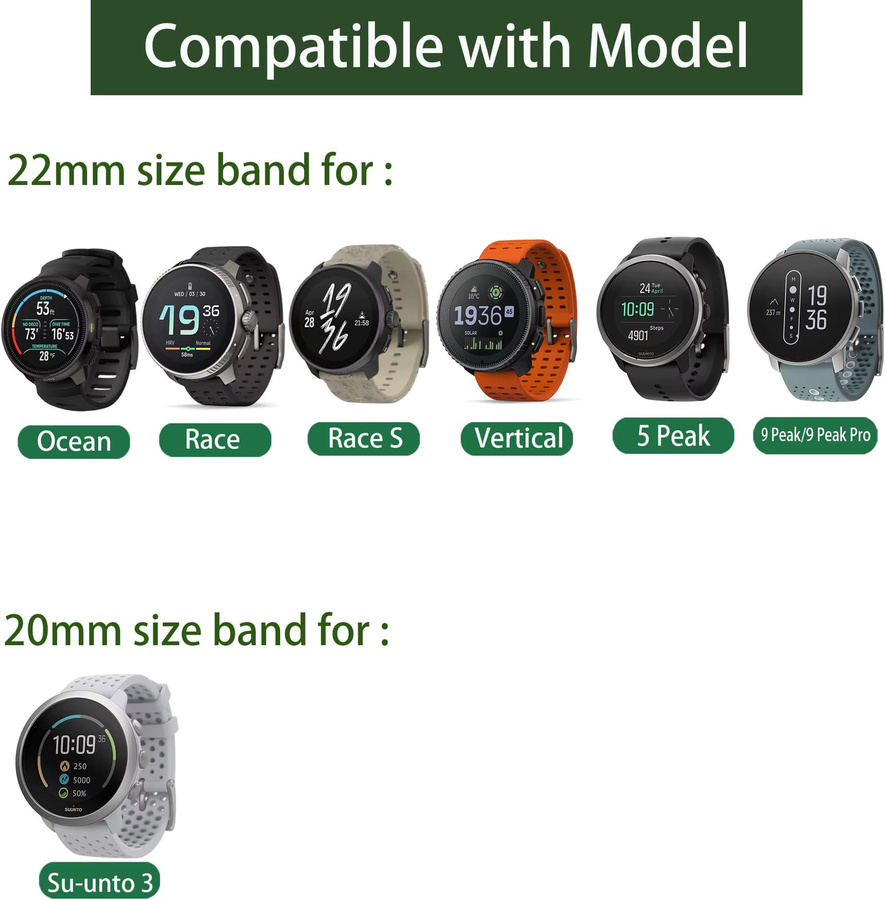 Suunto Sport-Silikonarmband, Schwarz, 20 mm, 22 mm - Bild 4