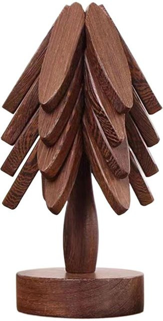 Rundes Holzuntersetzer-Set von Yiran Furniture in Black und Brown mit Baumdesign, hitzebeständig und rutschfest, Durchmesser: 20,0 cm - Bild 1