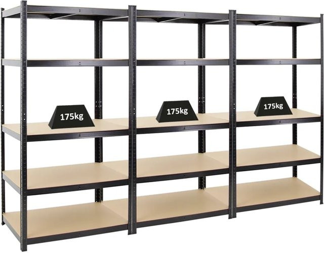 PROREGAL 3er Set Schwerlastregal Taurus in Schwarz, H x B x T: 180 x 90 x 60 cm, Fachlast 175 kg - Bild 1
