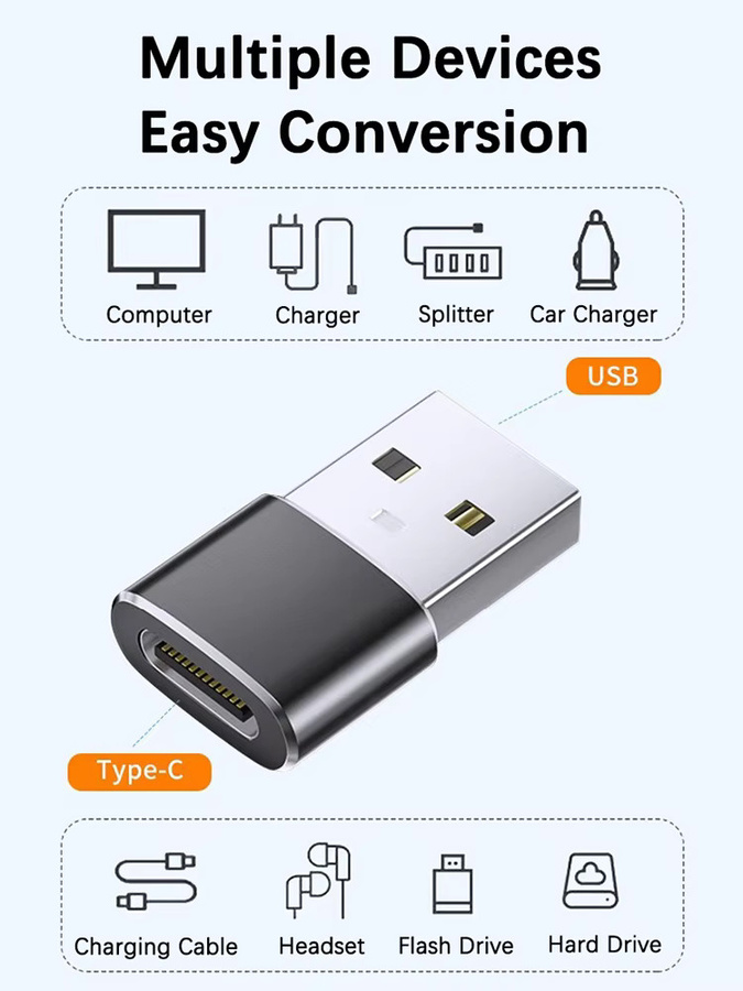 Congdi USB-C-Adapter USB-A auf USB-C Konverter für PC, Laptop und iOS Windows - Bild 6