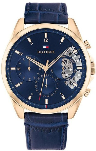Tommy Hilfiger Herrenuhr, Analoguhr, beige, Leder, Edelstahl - Bild 1