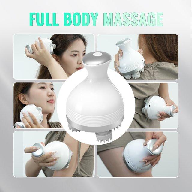 Elektrisches Kopfhaut-Massagegerät mit 4 Köpfen, weiß, Unisex - Bild 1