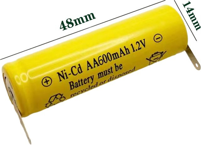 Philips Ni-CD Akku AA 1,2 V 600 mAh mit Solder Tabs für elektrische Rasierer, Haar Clipper und Zahnbürsten - Bild 1