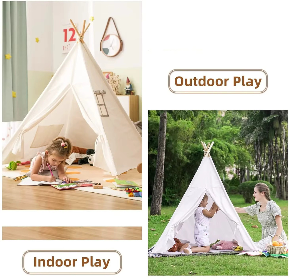 ZOCO Kinderspielzelt Tipi, Indoor-Spielhaus, Mädchen, Natur / Holzfarben - Bild 2