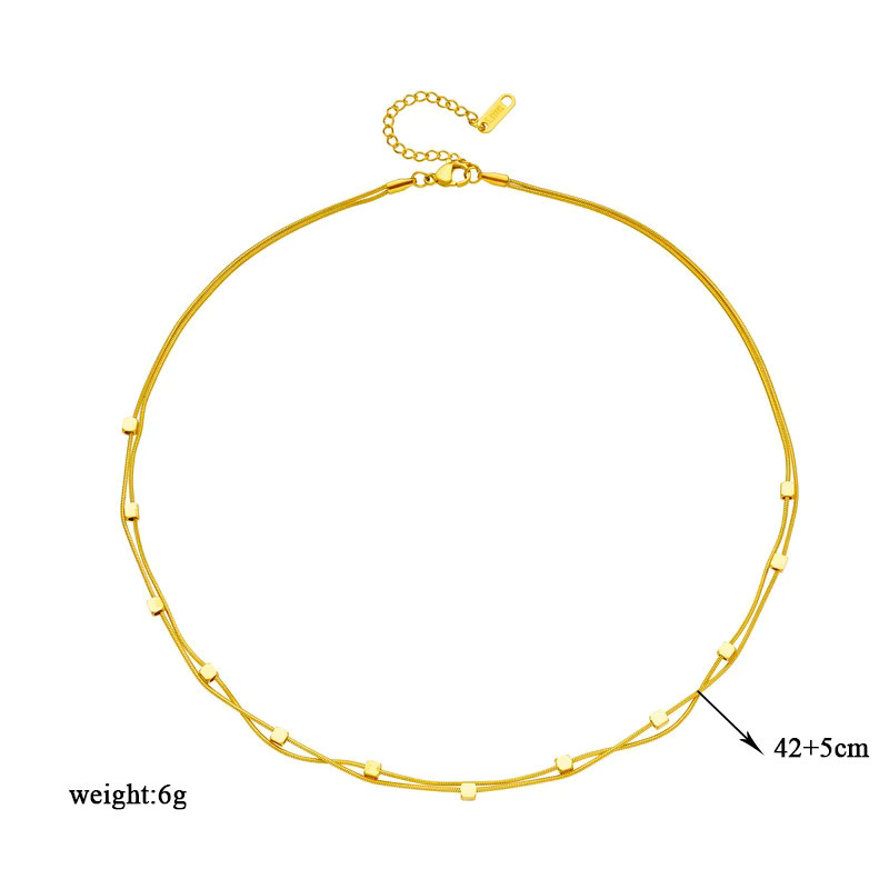 DIEYURO Halskette, 2 In 1 Kleine Würfel, Edelstahl, Gold, Damen - Bild 4