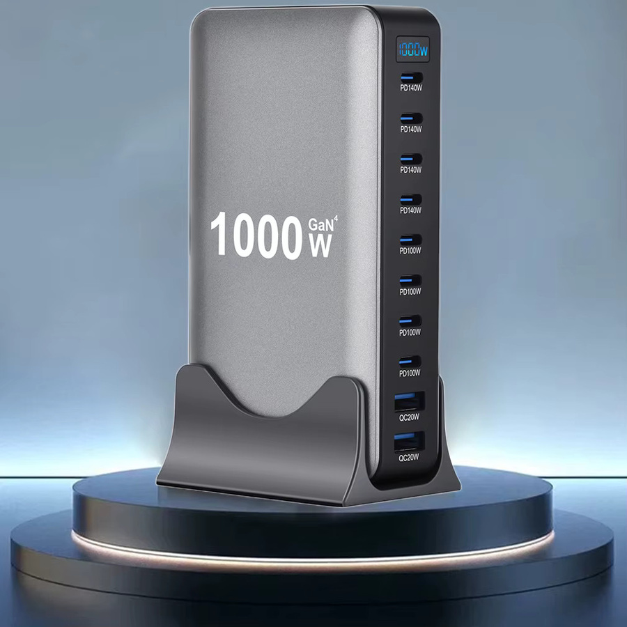 GaN USB-C PD 3.1 Desktop Schnellladegerät mit 1000 W / 950 W Ladestation Adapter in Grau - Bild 2
