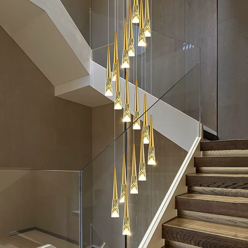 Moderner Kristall-Kronleuchter von yushe als Pendelleuchte für Wohnzimmer und Treppenhäuser in Schwarz oder Gold/Messing mit transparenten Kristallen - Bild 1