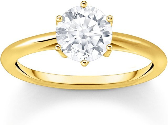 Thomas Sabo Ring, vergoldet, 925 Silber, Weißer Stein, Brillant, Damen - Bild 1