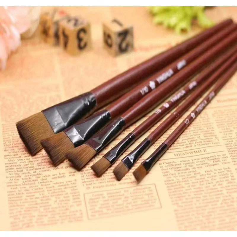 Professionelles 6-teiliges Künstlerpinsel-Set aus Nylon und Wolle für Acryl, Öl und Aquarell - Bild 4