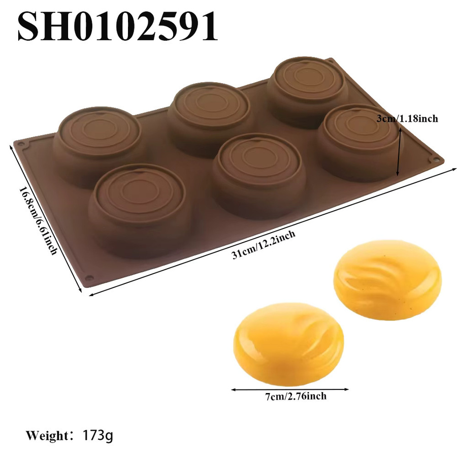 SHENHONG Silikon Mousse Kuchenform mit 6-Zellen Sand Dune Textur Design in Braun - Bild 2