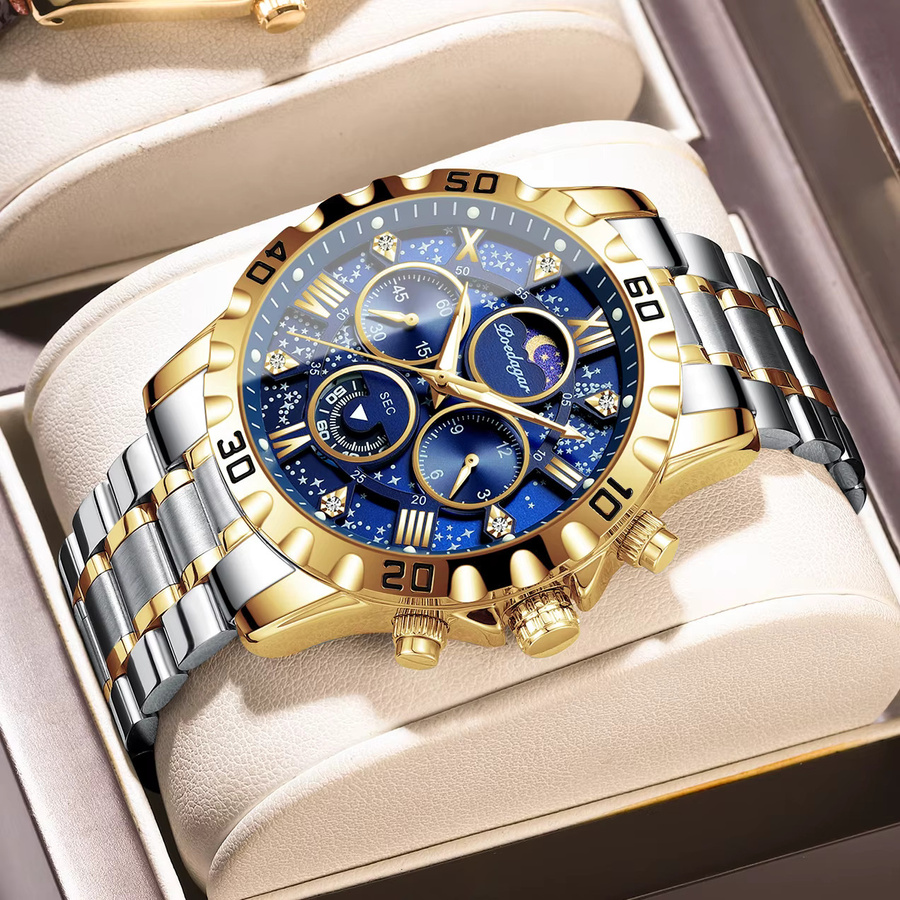 POEDAGAR Chronograph, Quarz, Edelstahl, Blau, Herren - Bild 2