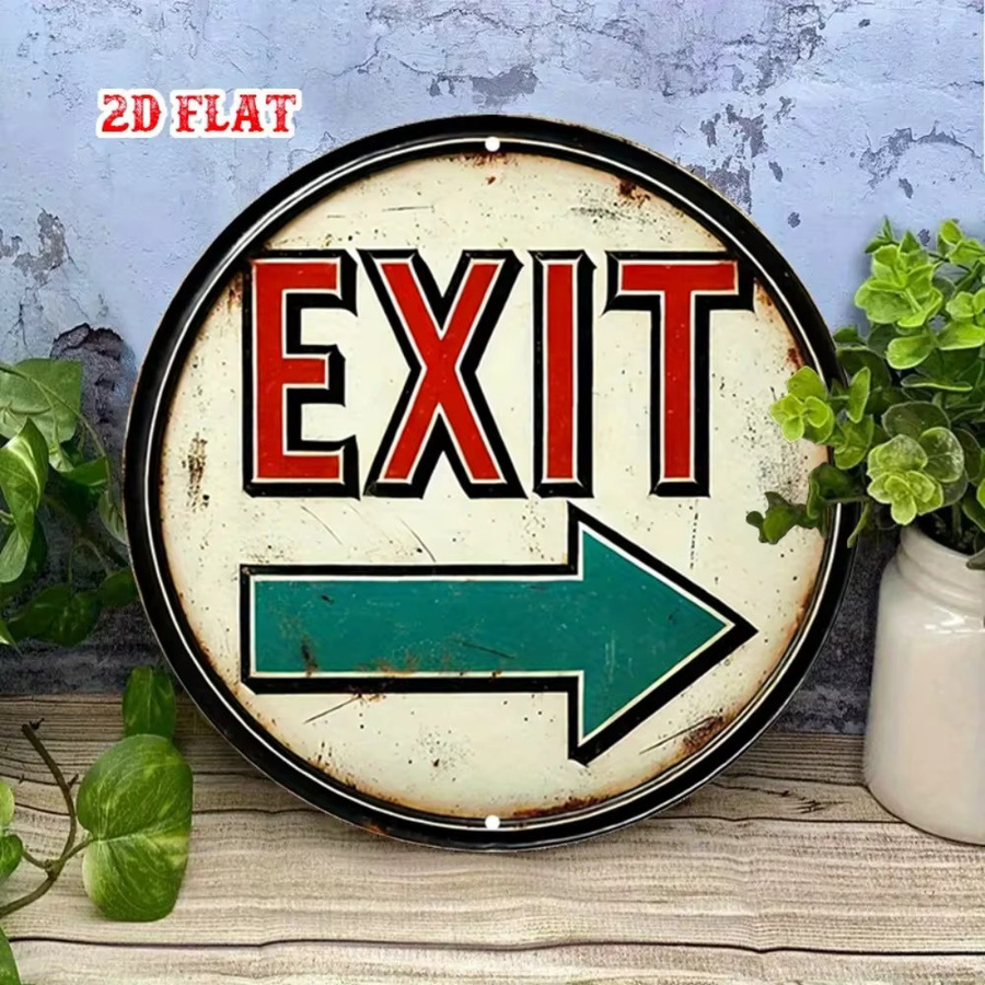 CIFBUY Vintage Metallschild Rund mit Pfeil-Motiv aus Aluminium in Multicolour zur Wanddekoration für Café und Garage - Bild 3