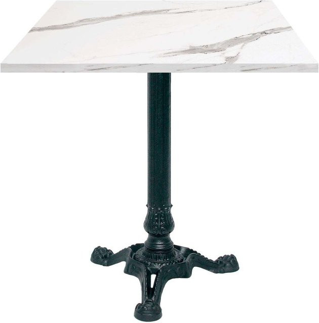 RestooTab Bistrotisch quadratisch in Stein- und Holzoptik mit schwarzem Gestell, Weiß/Grau/Marmoriert, B/T/H: 70 x 70 x 75 cm - Bild 1