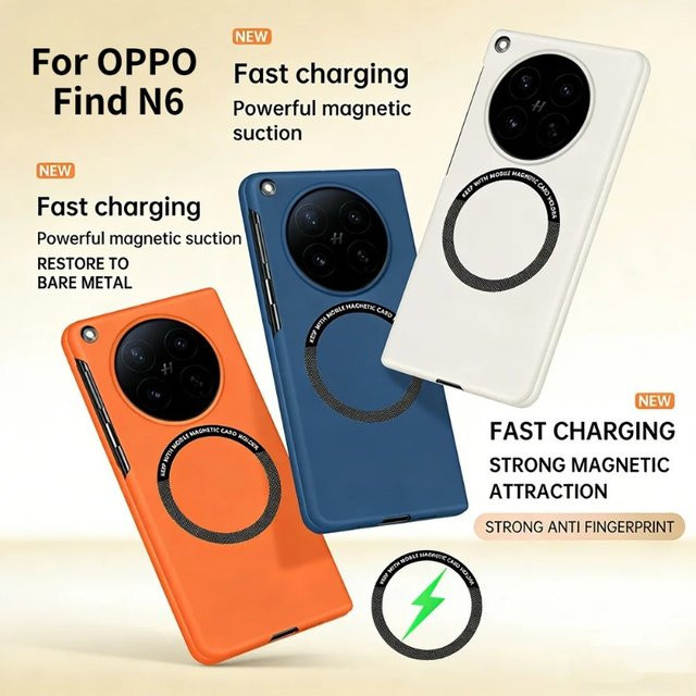 Schutzhülle für OPPO Find N6 N5 N3 mit Auto-Magnethalterung, ultradünne und stoßfeste Handyhülle aus hartem PC in Schwarz - Bild 1