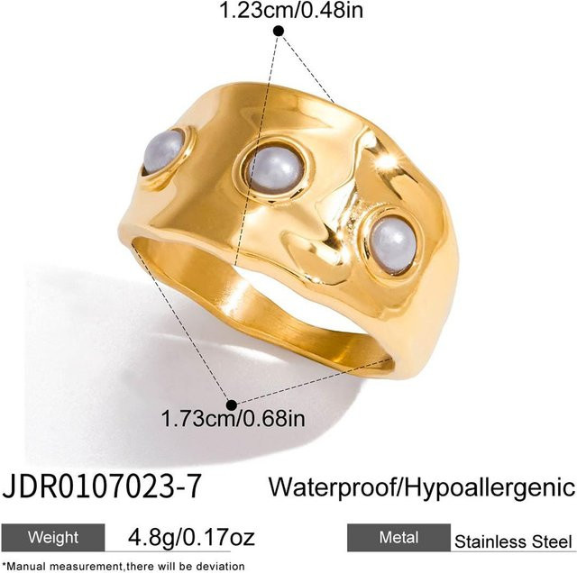 Youthway Ring, Imitationsperlen, goldbeschichtet, Edelstahl, Damen, Ringgröße 7 - Bild 1