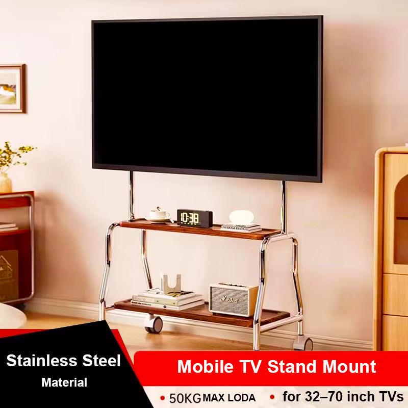 BEISHI TV-Wagen in Schwarz mit Rollen für Fernseher von 32 bis 75 Zoll, moderner Bodenständer aus Metall mit max. VESA 600 x 400 mm und einer Traglast von bis zu 50 kg - Bild 2