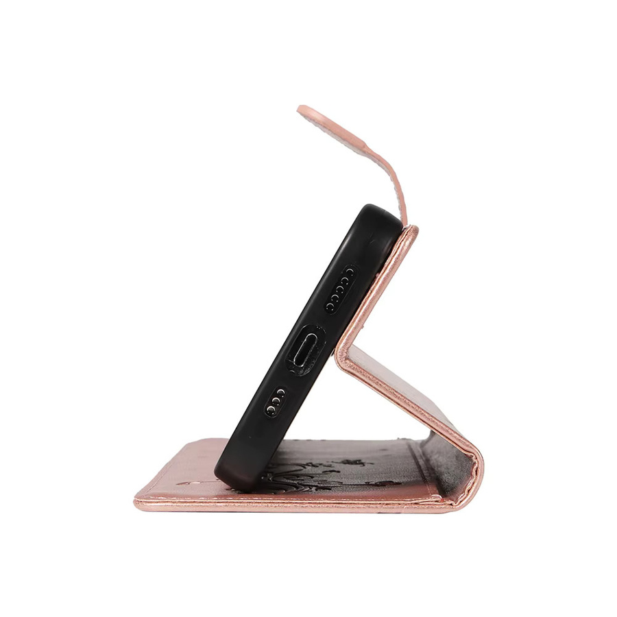 Magnetische Leder-Brieftaschenhülle für Apple iPhone in Pink als Flip Cover - Bild 3