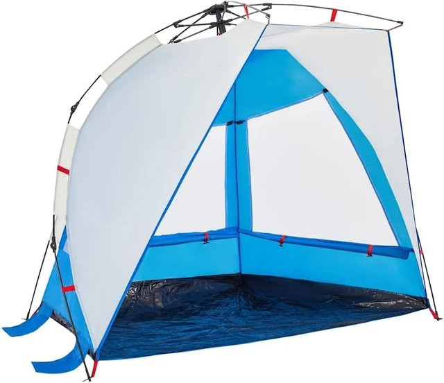vidaXL Strandzelt für 2 Personen in Azurblau mit Quick Release Funktion und wasserdichtem Polyester-Material B: 146 cm, T: 128 cm, H: 128 cm - Bild 1