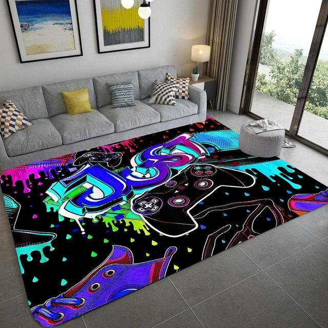 Gamer-Controller Teppich von A Family Of Home Textiles, rutschfeste Spielmatte für Kinder, modern und waschbar, B/B: 100 x 150 cm - Bild 1