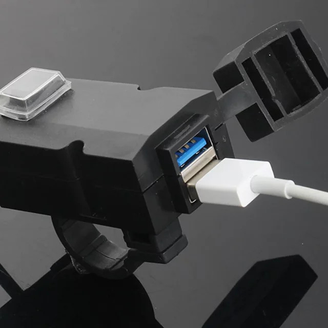 Wasserdichtes Dual USB QC3.0 Motorrad-Lenker-Ladegerät mit 3,1A USB-Adapter Netzteil in Schwarz - Bild 1