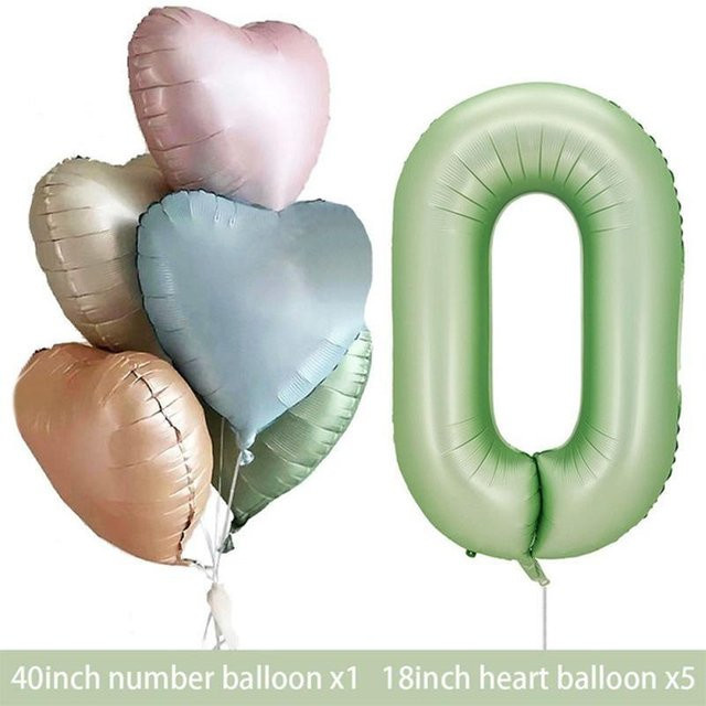 BaiTu Home Party-Ballon-Set aus Aluminiumfolie in Creme, Karamell, Schokolade und Olive Green für Geburtstag, Hochzeit und Events, Höhe: 101,6 cm - Bild 1