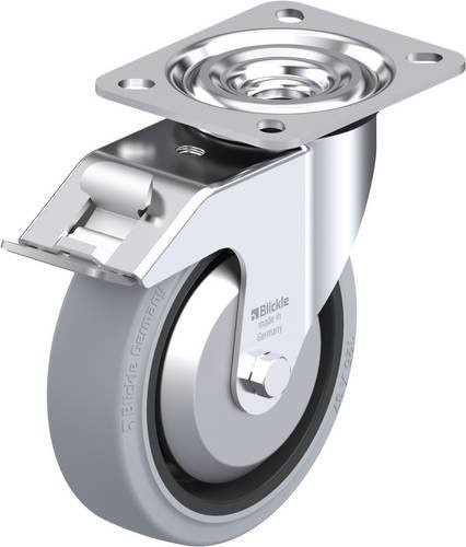 Blickle L-POEV 125G-FI-SG-FA Lenkrolle mit Feststeller in Grau und Schwarz, Rad-Durchmesser: 125 mm, Tragfähigkeit: 250 kg - Bild 1