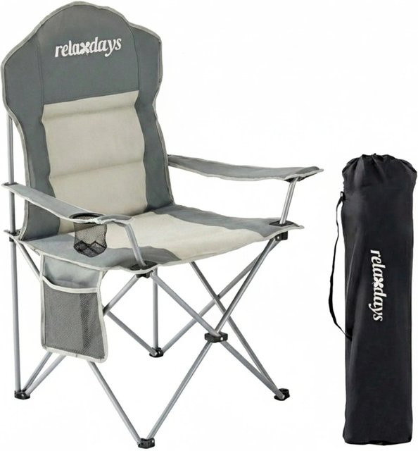 Relaxdays Campingstuhl aus Stahl in Grau mit Armlehnen, faltbar, H: 108 cm, B: 86 cm, T: 61 cm - Bild 1