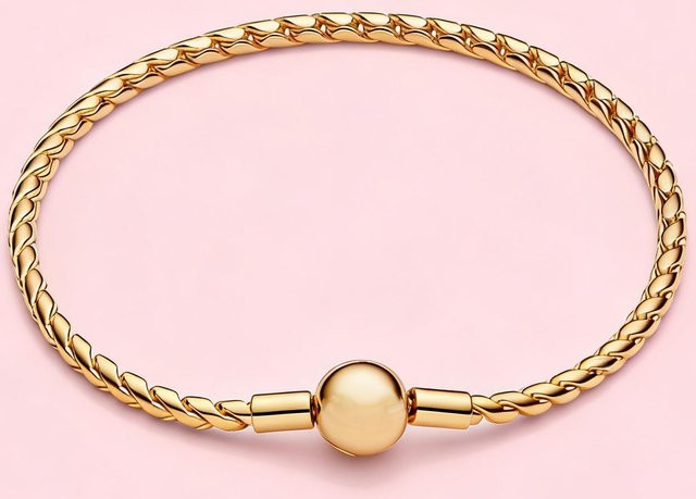 Armband 925 Silber, vergoldet, Perlen Charm, Damen, 18cm - Bild 1