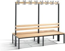 C+P Garderobenbank Basic doppelseitig mit Sitzfläche aus Buche und Gestell in Schwarzgrau, H: 165,0 cm, B: 196,0 cm, T: 75,6 cm