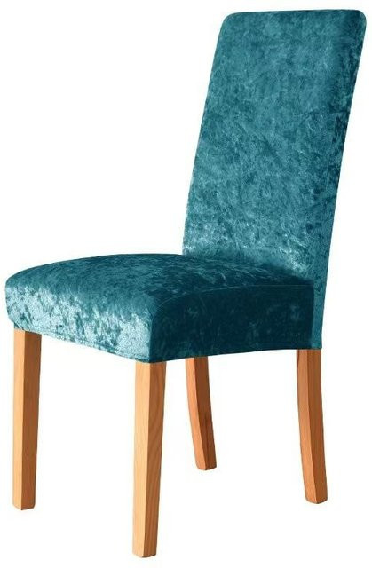 Yiran Furniture Elastischer Stuhlbezug aus Samtstoff mit Gold-Diamant-Muster für Esszimmerstühle, Mittelhohe Rückenlehne, B/T/H: 23 x 18 x 3 cm - Bild 1