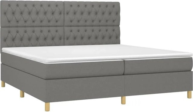 vidaXL Boxspringbett mit Matratze und LED-Unterbettbeleuchtung in Dunkelgrau, Hybrid-Bett mit USB-Ladeanschluss und Taschenfederkern, B/T/H: 200 x 200 x 128 cm - Bild 1