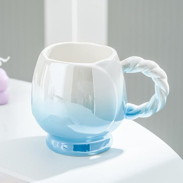 Yiran toy 1 Keramiktasse mit Deckel als Blumenbecher oder Frühstückstasse, Farben: Rot, Pink, Blau, Gelb, Volumen: 400 ml - Bild 1