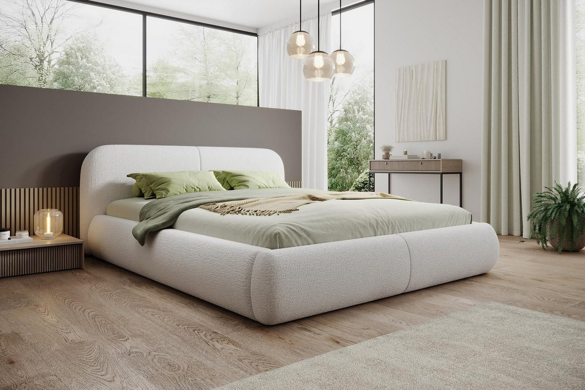 Compleo Polsterbett Doppelbett mit dicker Schaumstoffpolsterung in Bouclé-Design - Bild 1