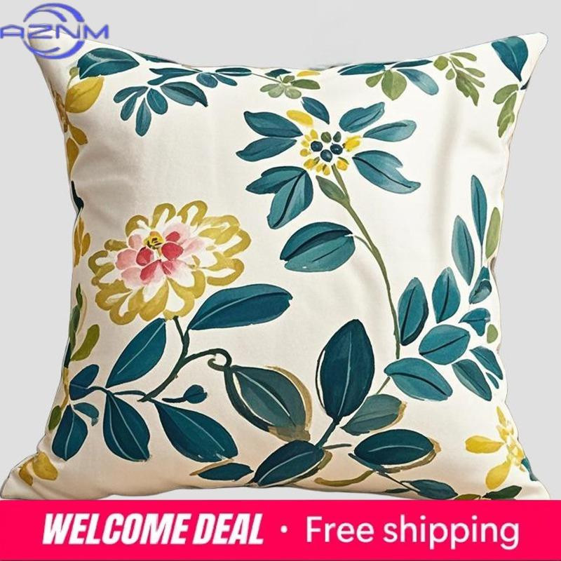 Dekorativer quadratischer Kissenbezug mit Blumenmuster aus Polyester von Shunika Chen, B/B/H: 18 x 18 x 18 cm - Bild 1