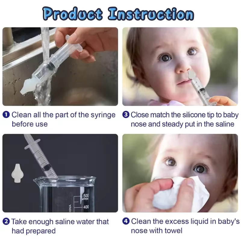 vvocci Nasenspülsystem für Babys in Weiß mit Reinigungspinsel und Pinzette zur Nasenreinigung und Absaugung - Bild 3