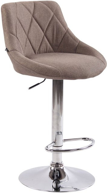 TPFLiving Barhocker Lazius mit Metallgestell in Chromoptik und Stoffbezug in Taupe/Beige - Bild 1