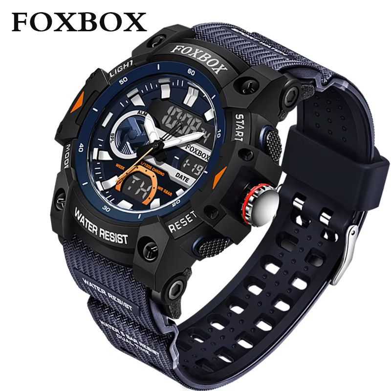 FOXBOX Armbanduhr Herren, Quarz, Grün, Dual Time Display, wasserdicht - Bild 5