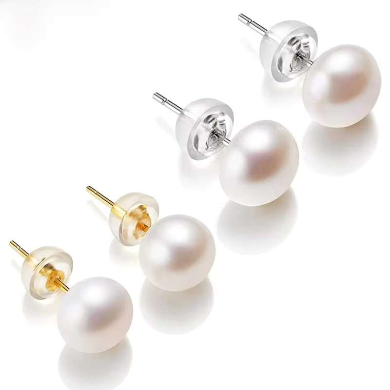 Dainashi Ohrstecker, 925 Silber, weiße Süßwasserperlen, Damen - Bild 1