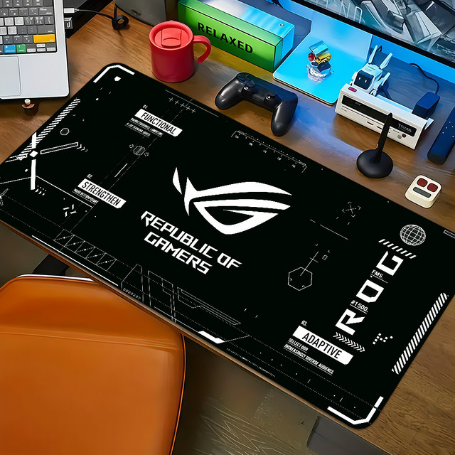 Asus Gaming-Mauspad mit Logo in Schwarz, großes rutschfestes Lockedge-Mauspad für Desktop-Computer und Tastaturen - Bild 1