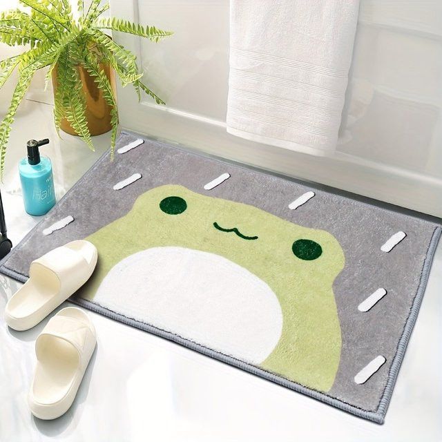 VIKAMA Fußmatte mit traurigem kleinen Frosch, weich und rutschfest für Eingangsbereich, Flur oder Badezimmer - Bild 1