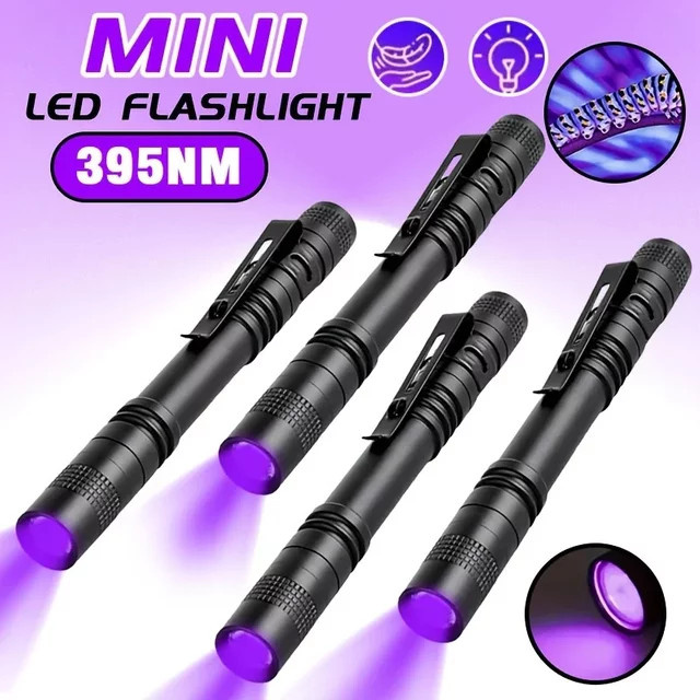 NEWBIRTH UV-Taschenlampe 395nm Ultraviolettes Licht in Schwarz als tragbarer Haustier-Urin-Detektor und Skorpion-Finder mit Stiftclip - Bild 1
