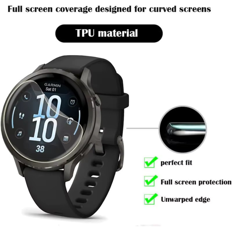 Garmin Smartwatch Screen Protector Hydrogel TPU Film, transparent - Bild 2