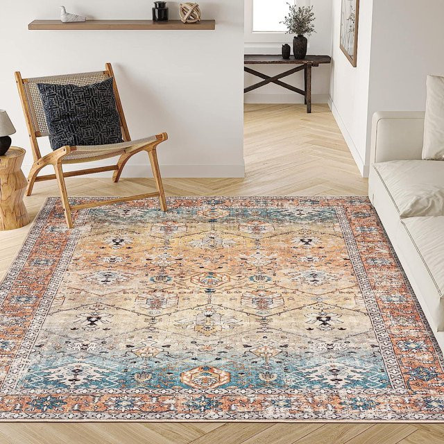 Karpetti Marokkanischer Teppich in Kaschmir-Optik, Waschbar und Rutschfest, B/T: 140 x 200 cm, Mehrfarbig - Bild 1