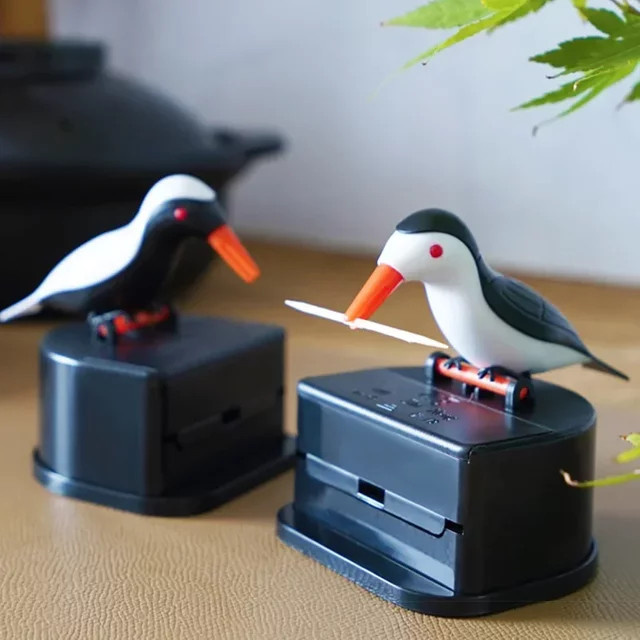 Automatischer Einhand-Zahnstocherspender im Specht-Design aus Kunststoff für den Küchentisch und Schreibtisch - Bild 1